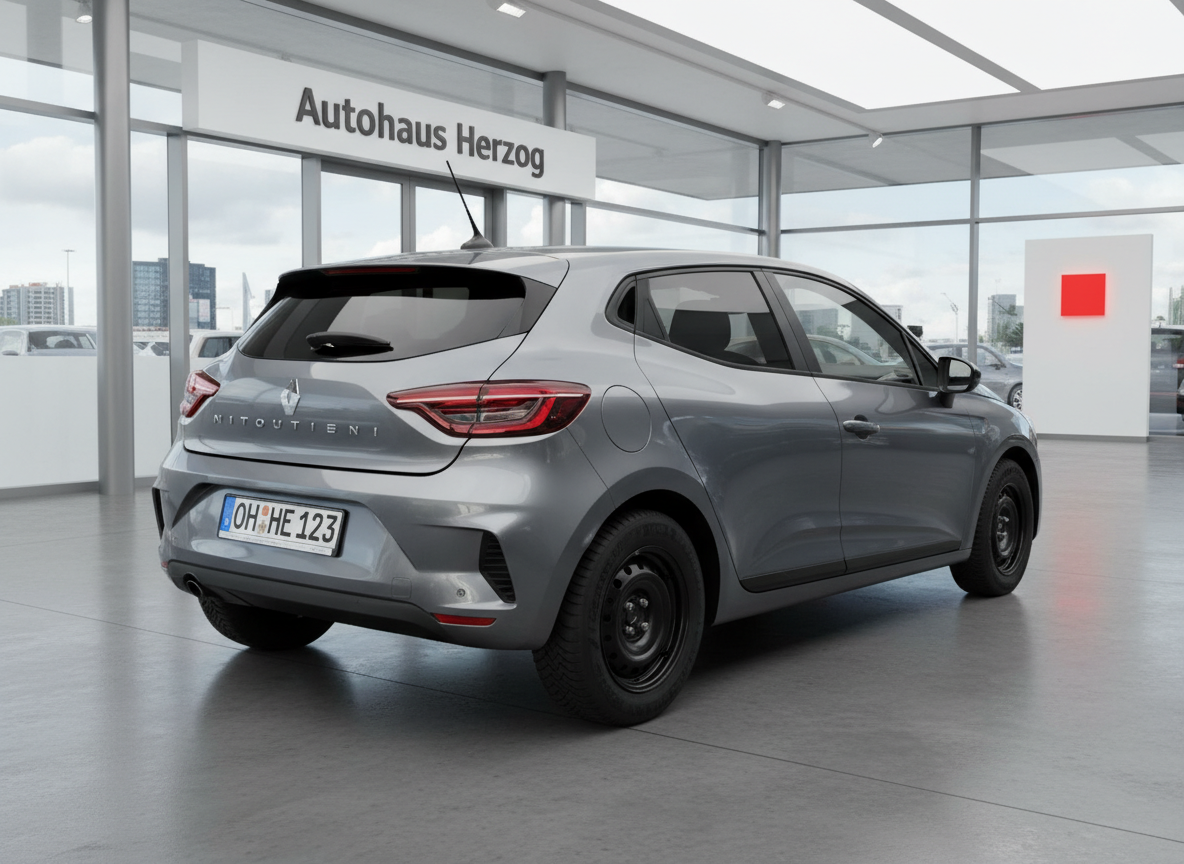Renault Clio V in Grau Heckansicht im Autohaus Herzog Showroom
