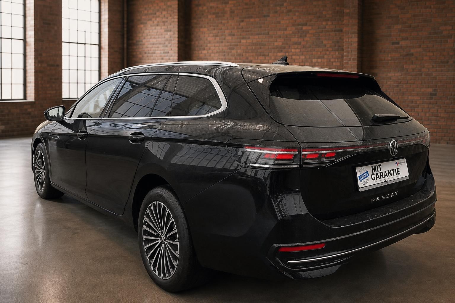 VW Passat Variant schwarz Heckansicht mit Alufelgen Detailansicht