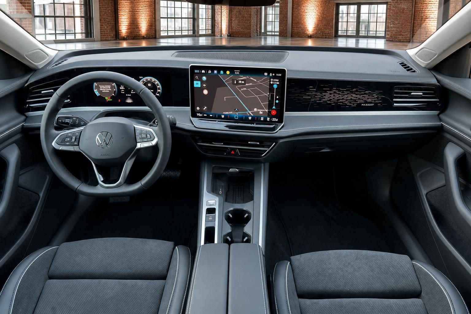 VW Passat Cockpit mit Infotainment-Display und Lenkrad