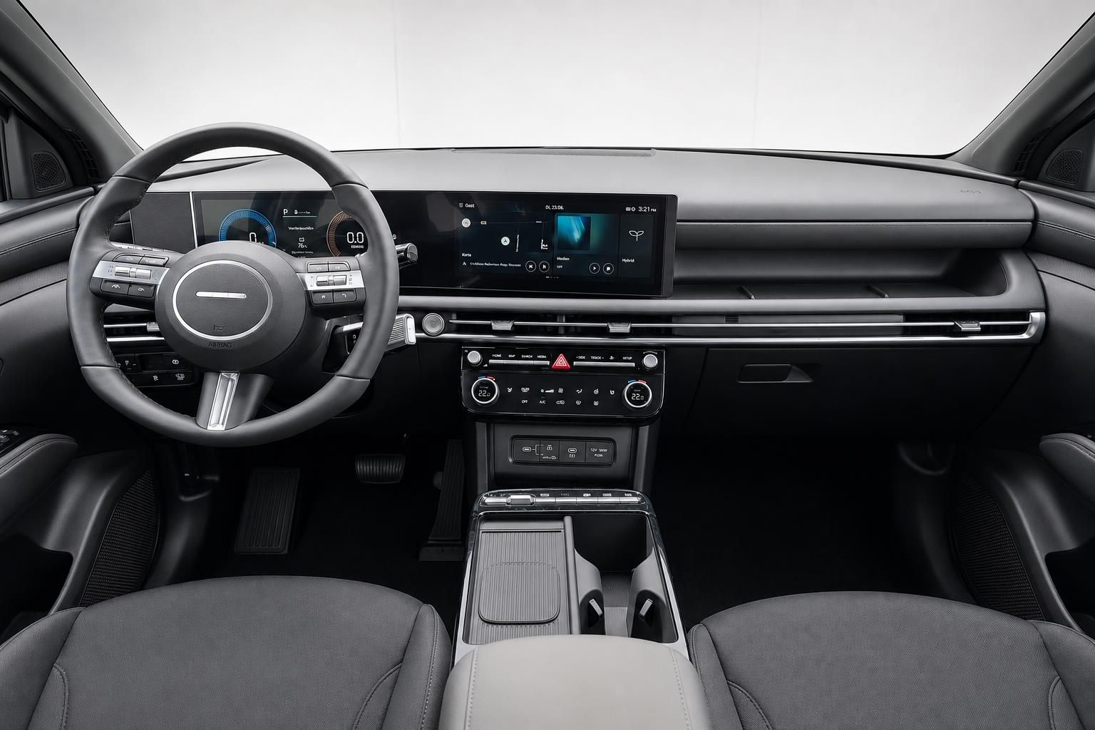 Hyundai Cockpit Ansicht Lenkrad Armaturenbrett und Mittelkonsole im Detail