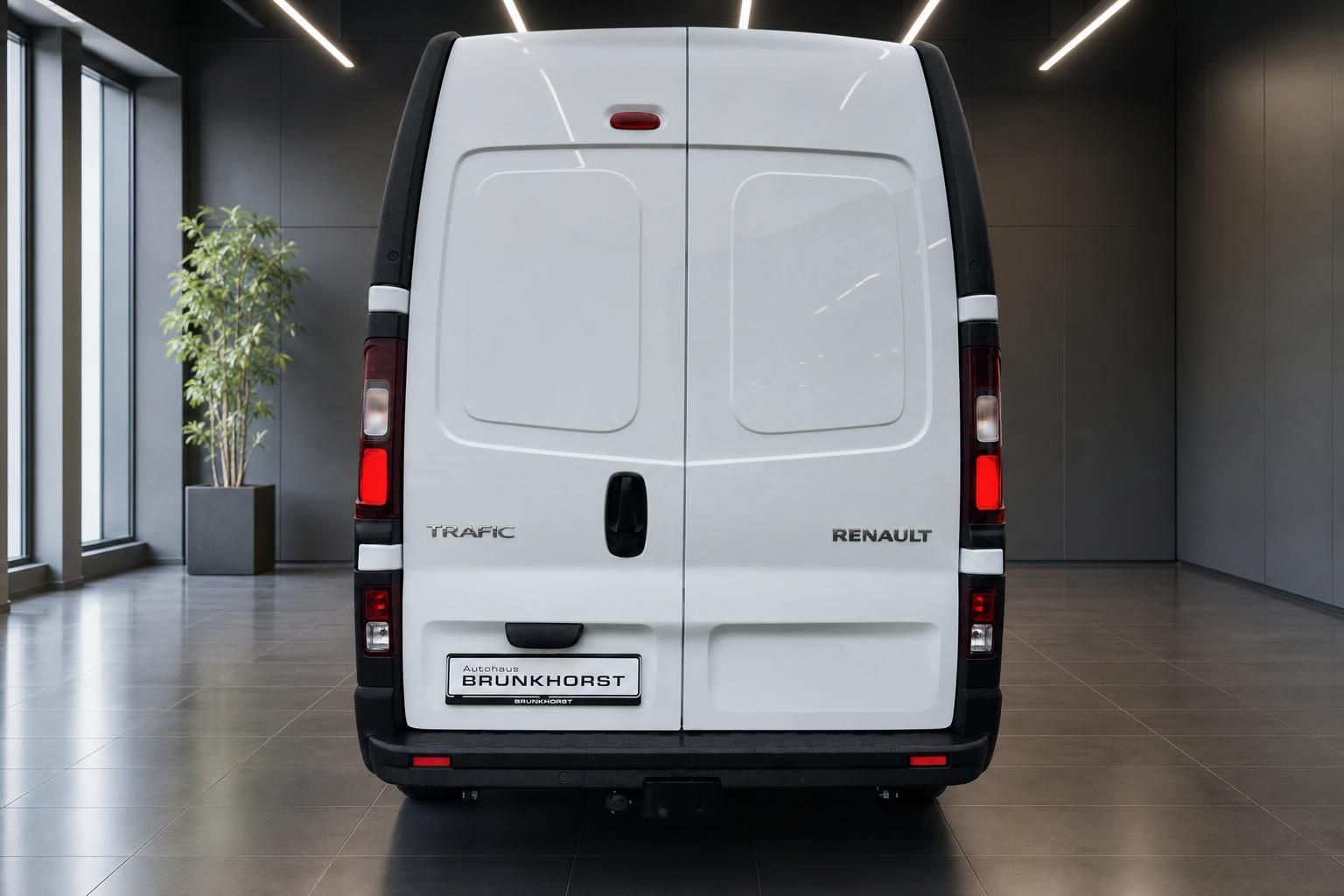 Renault Trafic Kastenwagen weiß Heckansicht mit hohem Dach