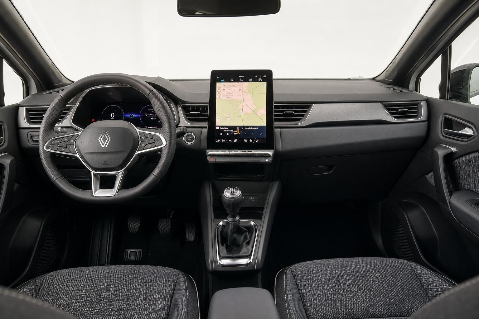 Renault Captur Cockpit mit digitalem Display, Touchscreen und Schaltknauf zentrale Innenansicht