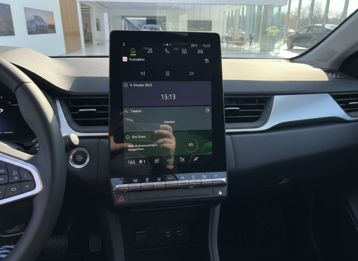 Renault Arkana Innenraum mit vertikalem Touchscreen-Infotainmentsystem und Klimabedienung