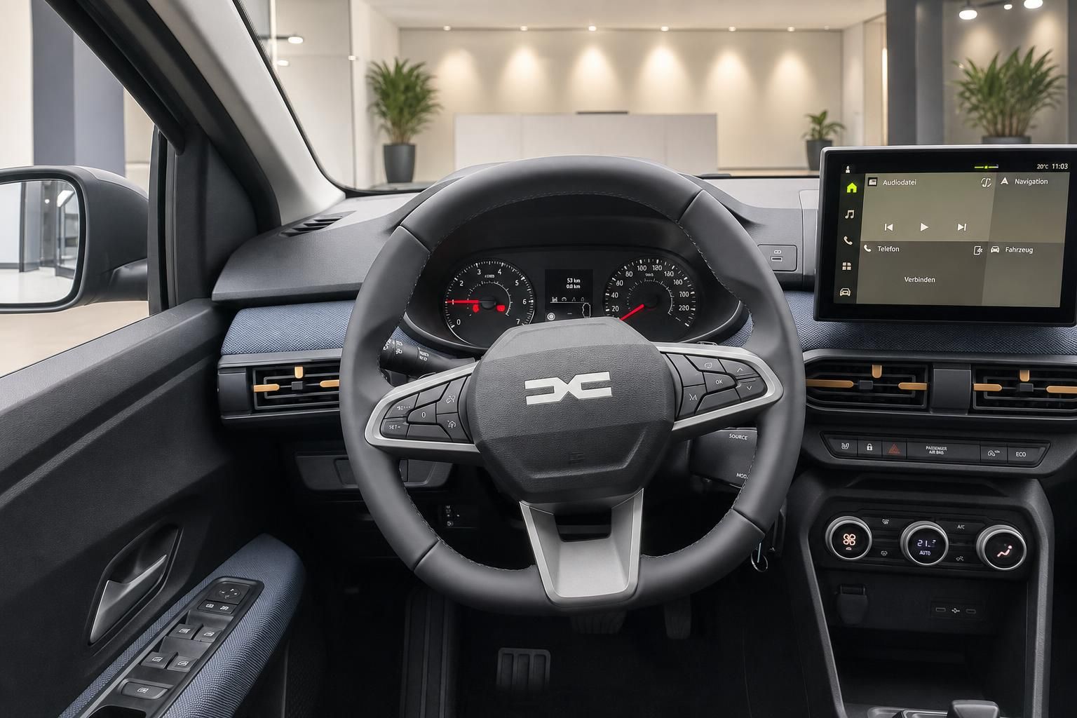 Dacia Sandero Cockpit Lenkrad und Armaturenbrett Detailansicht