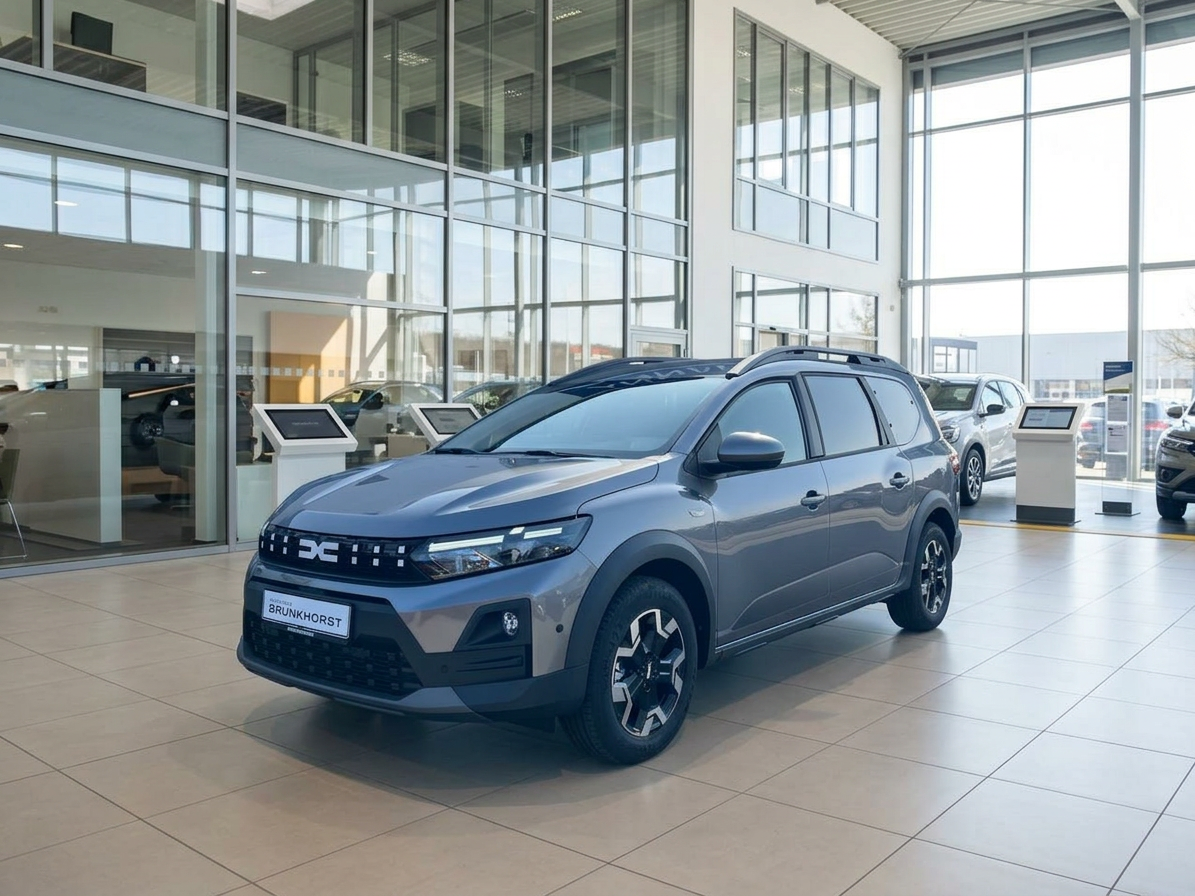 Dacia Jogger in Grau im Autohaus Brunkhorst Showroom – moderner Familienkombi