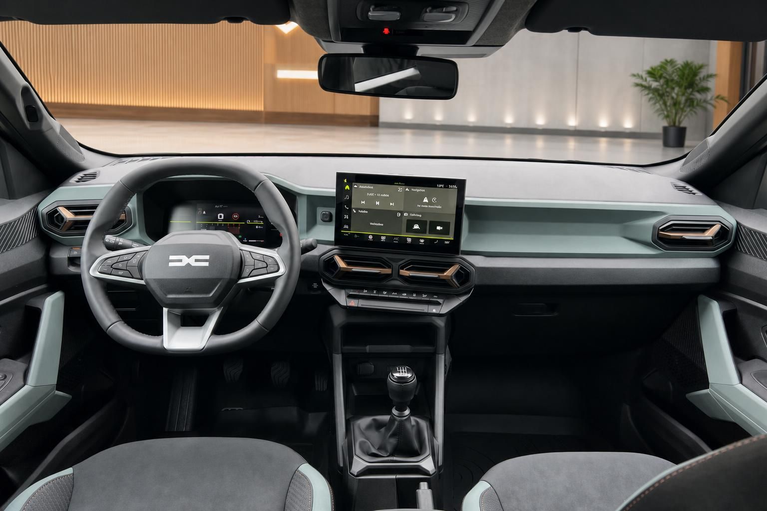 Dacia Armaturenbrett mit digitalem Display und Touchscreen im Innenraum
