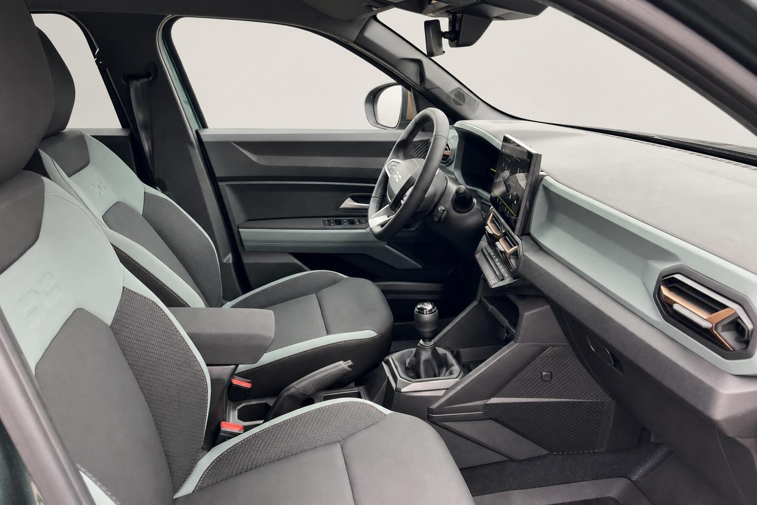 Fahrzeug Innenraum Vordersitze mit modernem Design und Schaltgetriebe