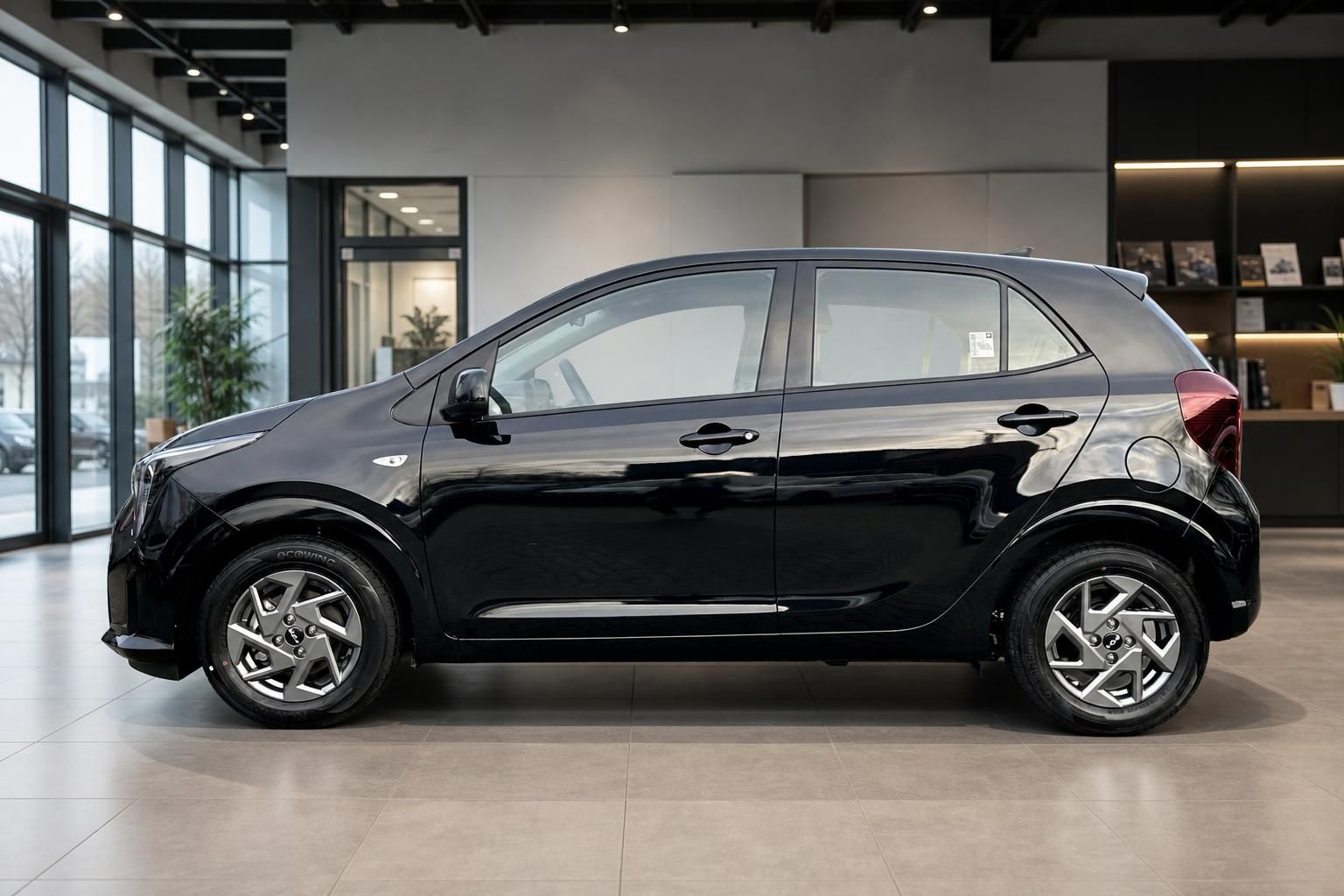 Kia Picanto schwarz Seitenansicht Autohaus Showroom