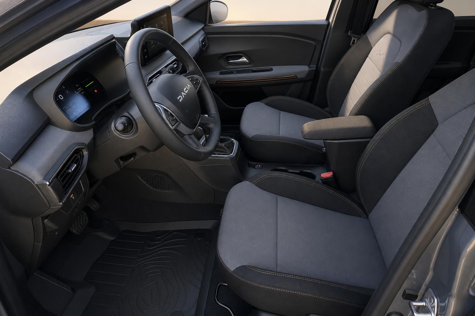 Dacia Fahrzeug Cockpit mit Fahrer- und Beifahrersitz