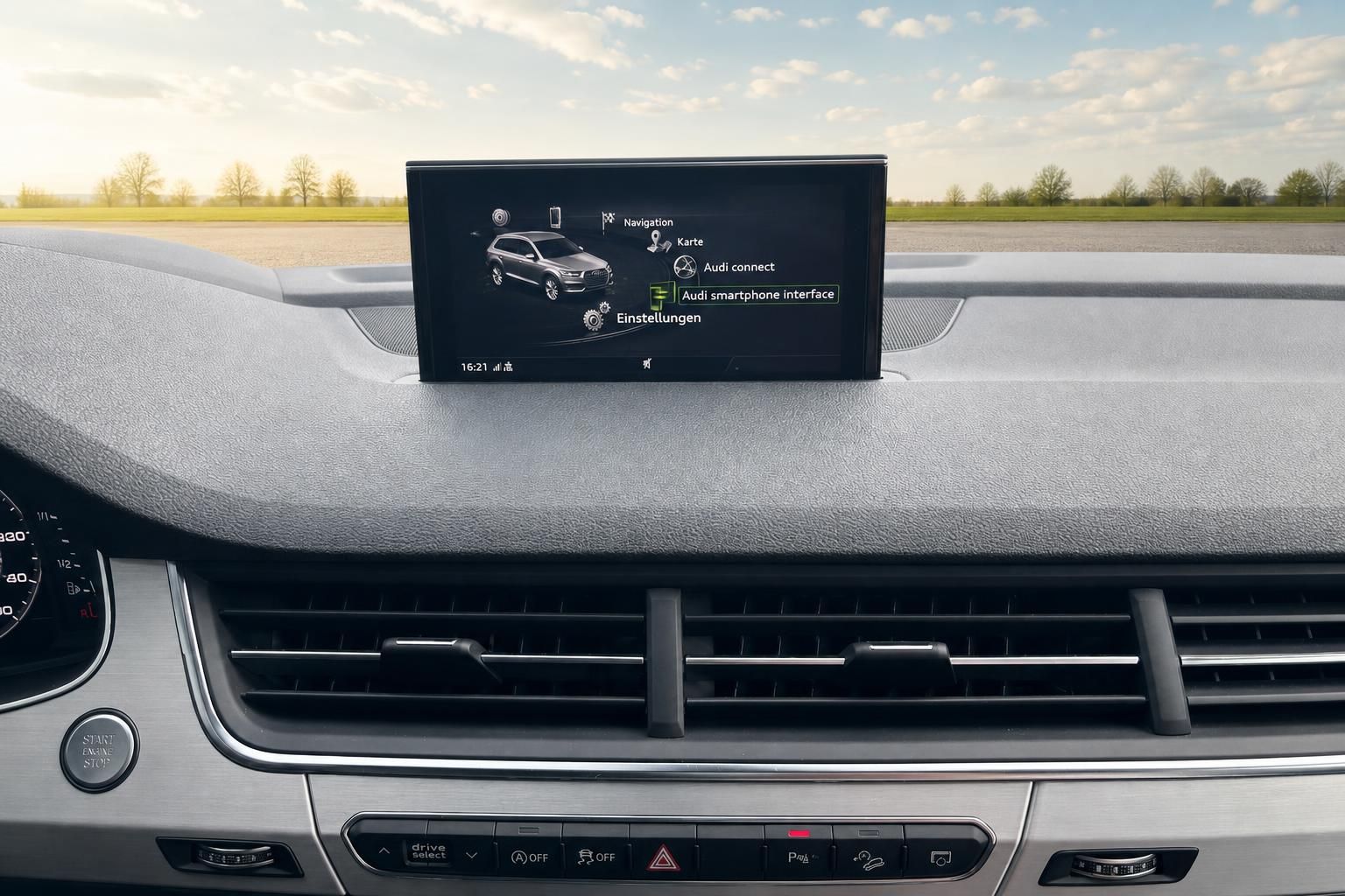 Audi Q7 Infotainment-Display mit Navigation und Audi Connect im Cockpit