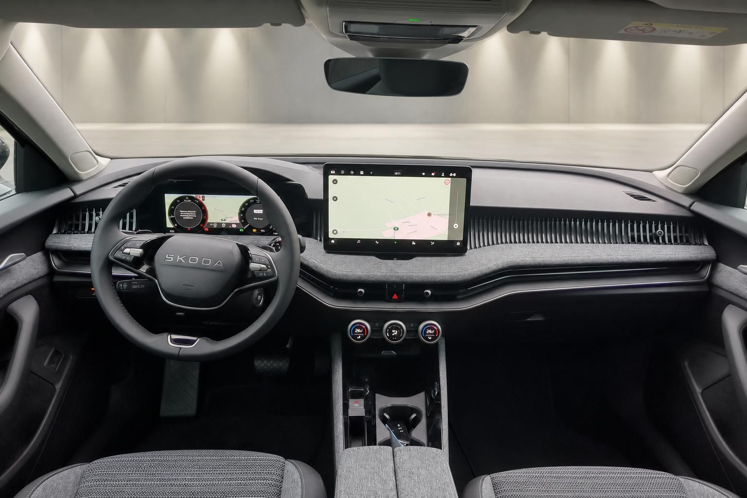 Škoda Armaturenbrett mit digitalem Cockpit und Navigationssystem
