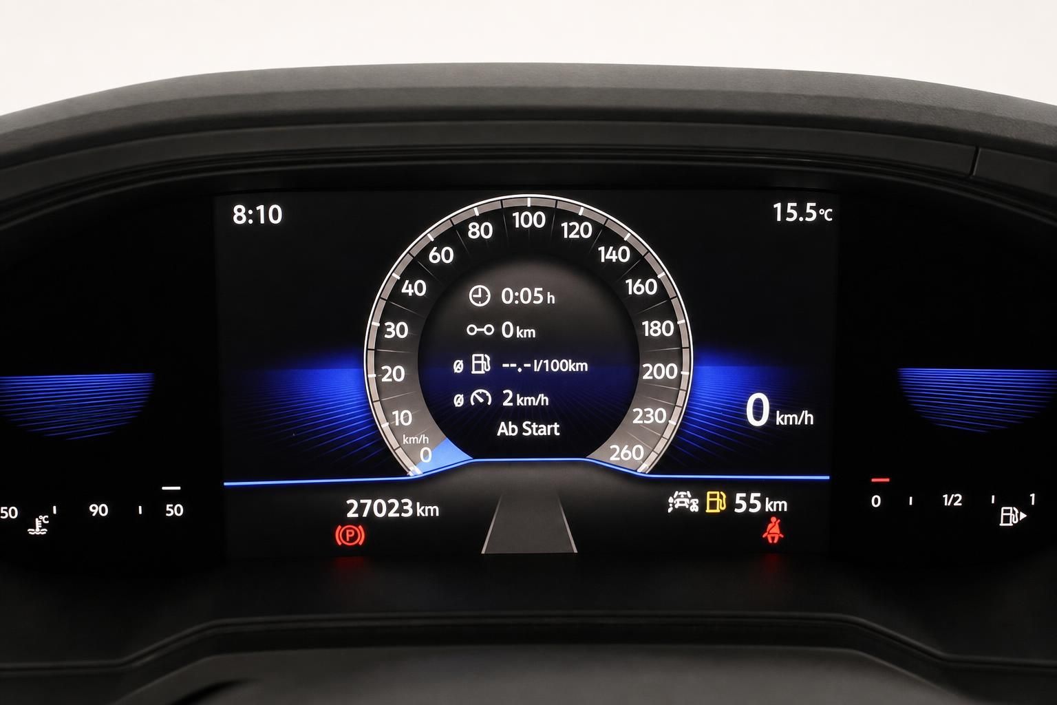 VW Kombiinstrument mit Tacho und digitaler Anzeige im Detail