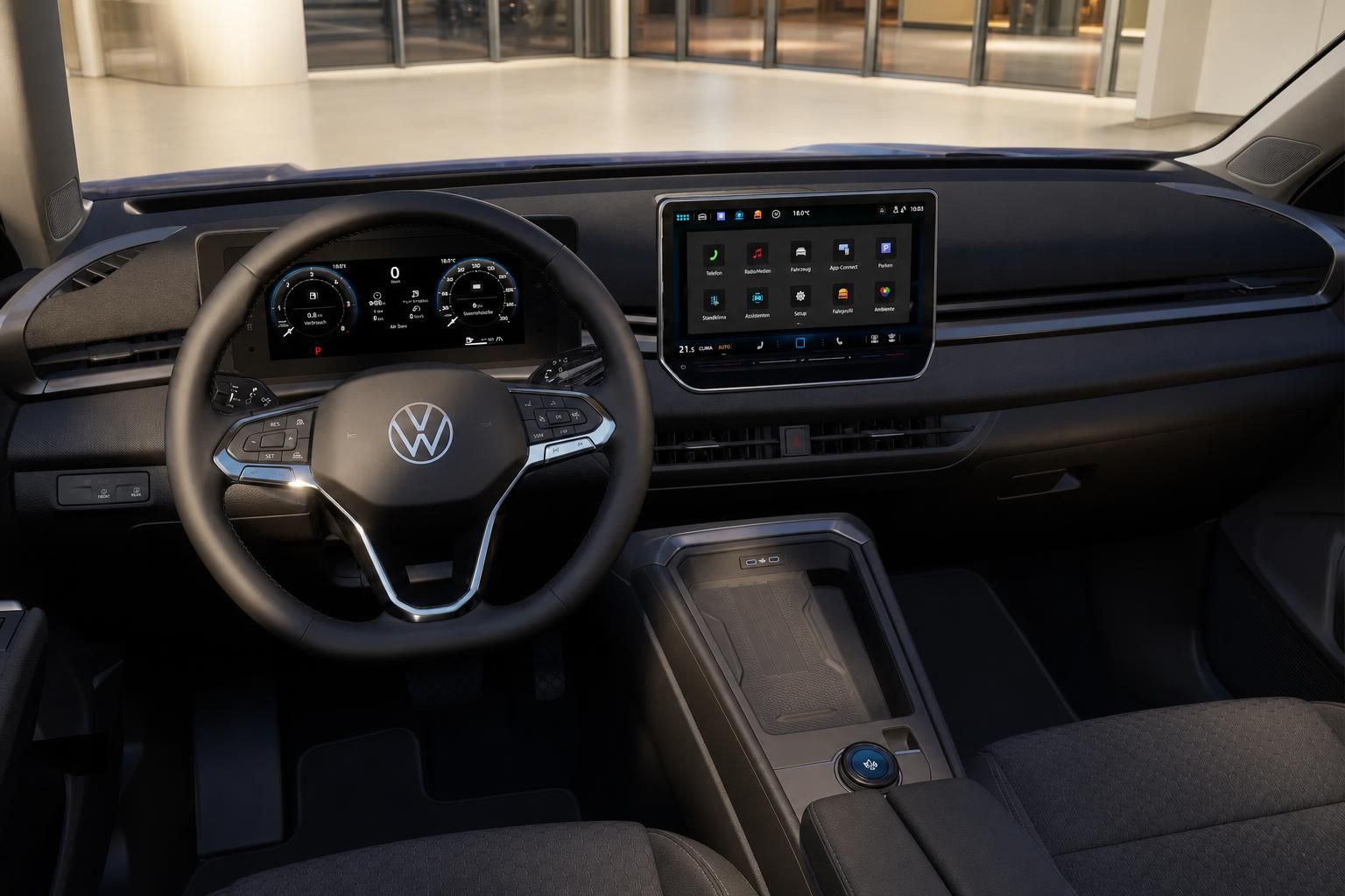 VW T-Roc Cockpit mit Lenkrad, Digitaltacho und Infotainment-Display