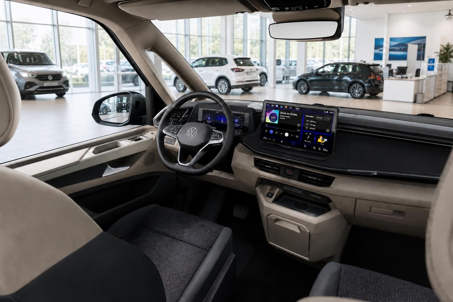 VW Multivan Innenraum Cockpit mit Digitaldisplay und Lenkrad