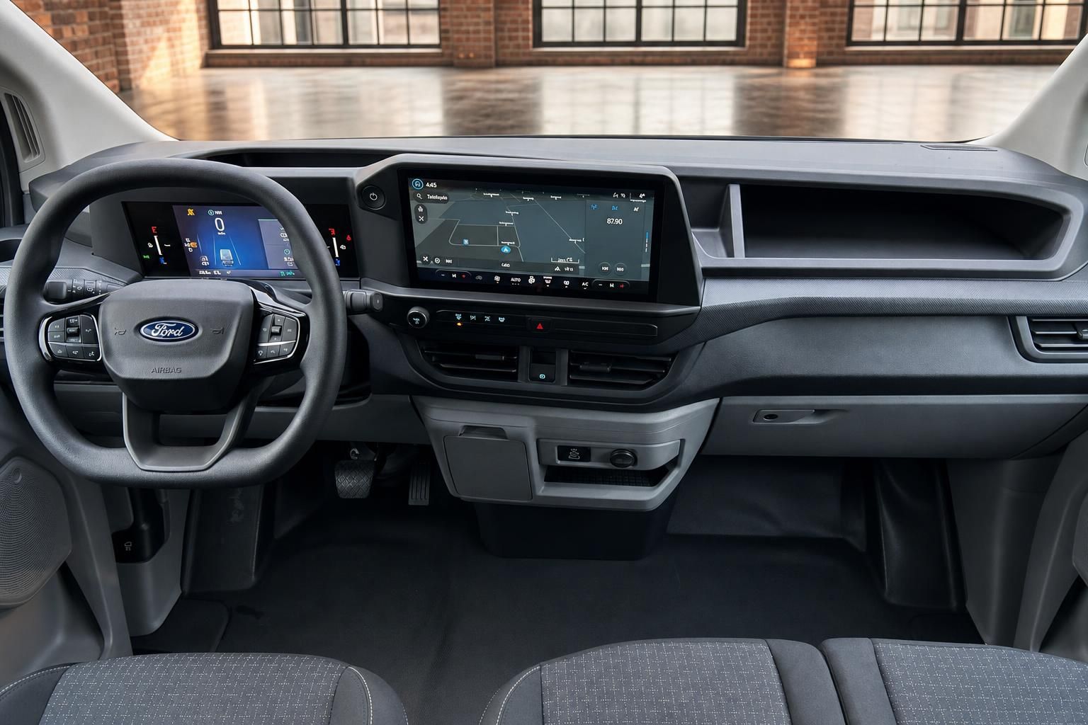 Ford Transit Armaturenbrett mit Lenkrad und Infotainment-Display