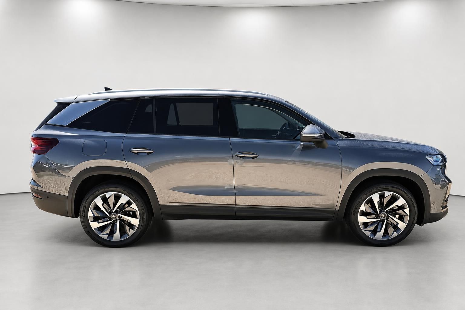 Škoda SUV Seitenansicht, Studiofoto in Braun-Grau Metallic