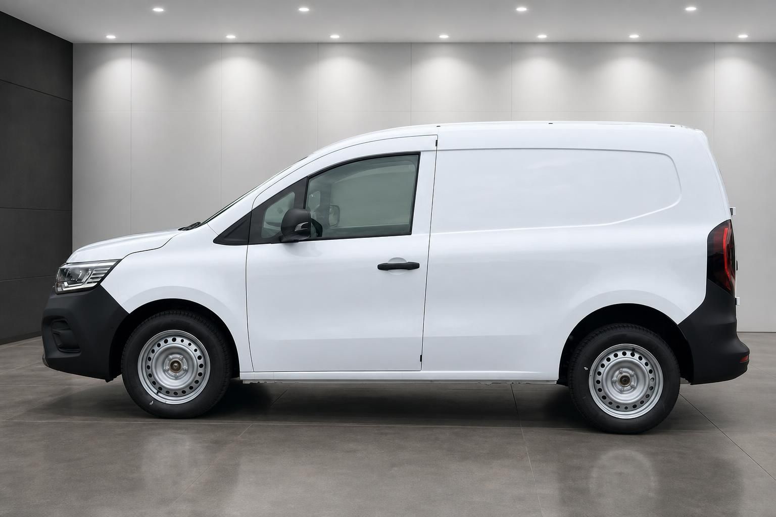 Renault Kangoo Kastenwagen weiss Seitenansicht links in Showroom