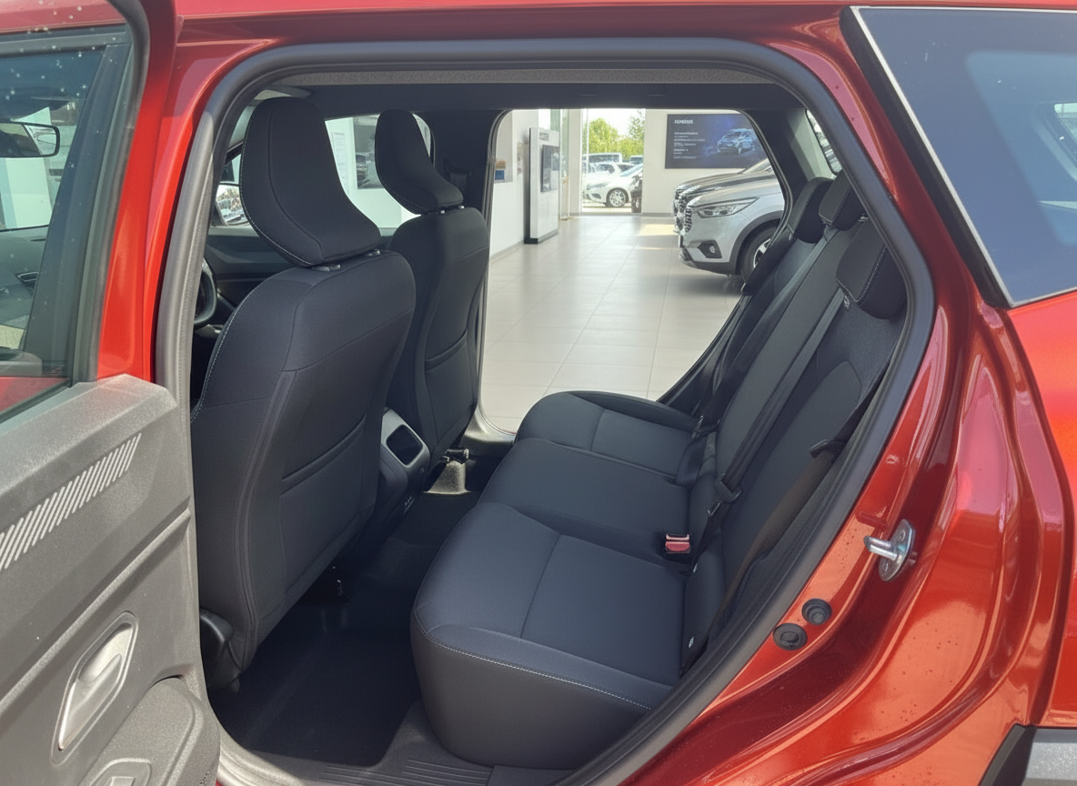 Roter SUV Innenraum Rücksitzbank schwarz Ford Puma Händler