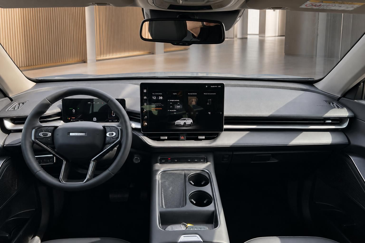 Haval H6 Innenraum mit modernem Cockpit, Touchscreen und schwarzer Ausstattung