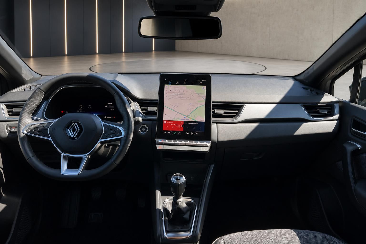 Renault Fahrzeug Innenraum mit modernem Touchscreen-Display und digitalem Cockpit