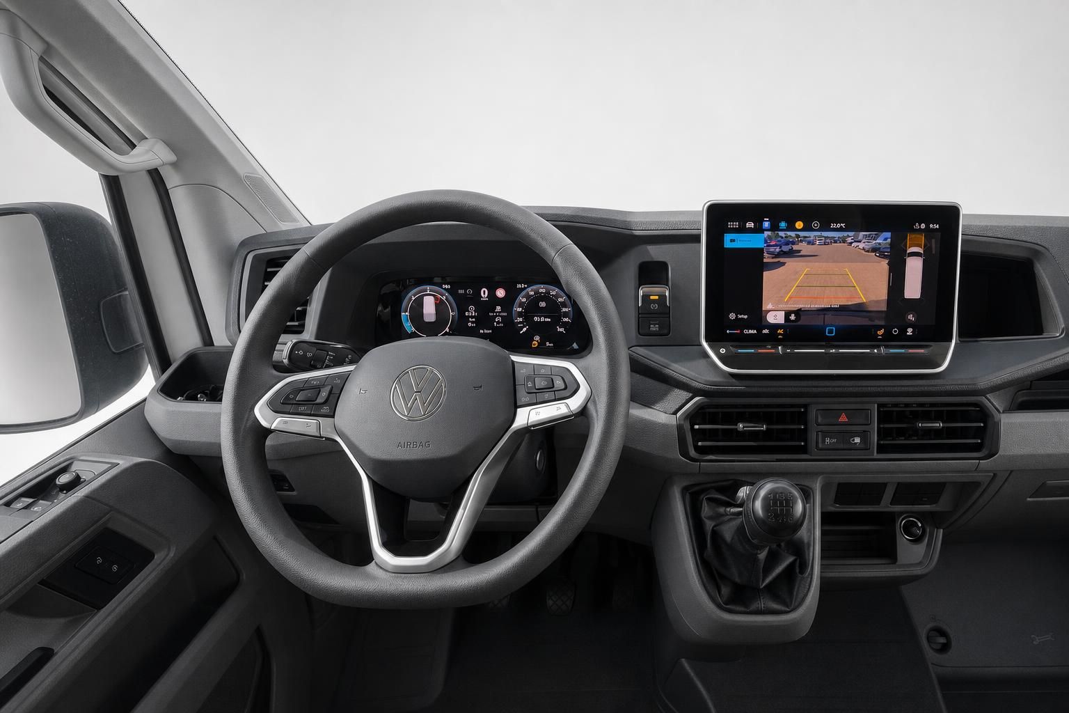 VW Crafter Cockpit mit Lenkrad und digitalem Kombiinstrument