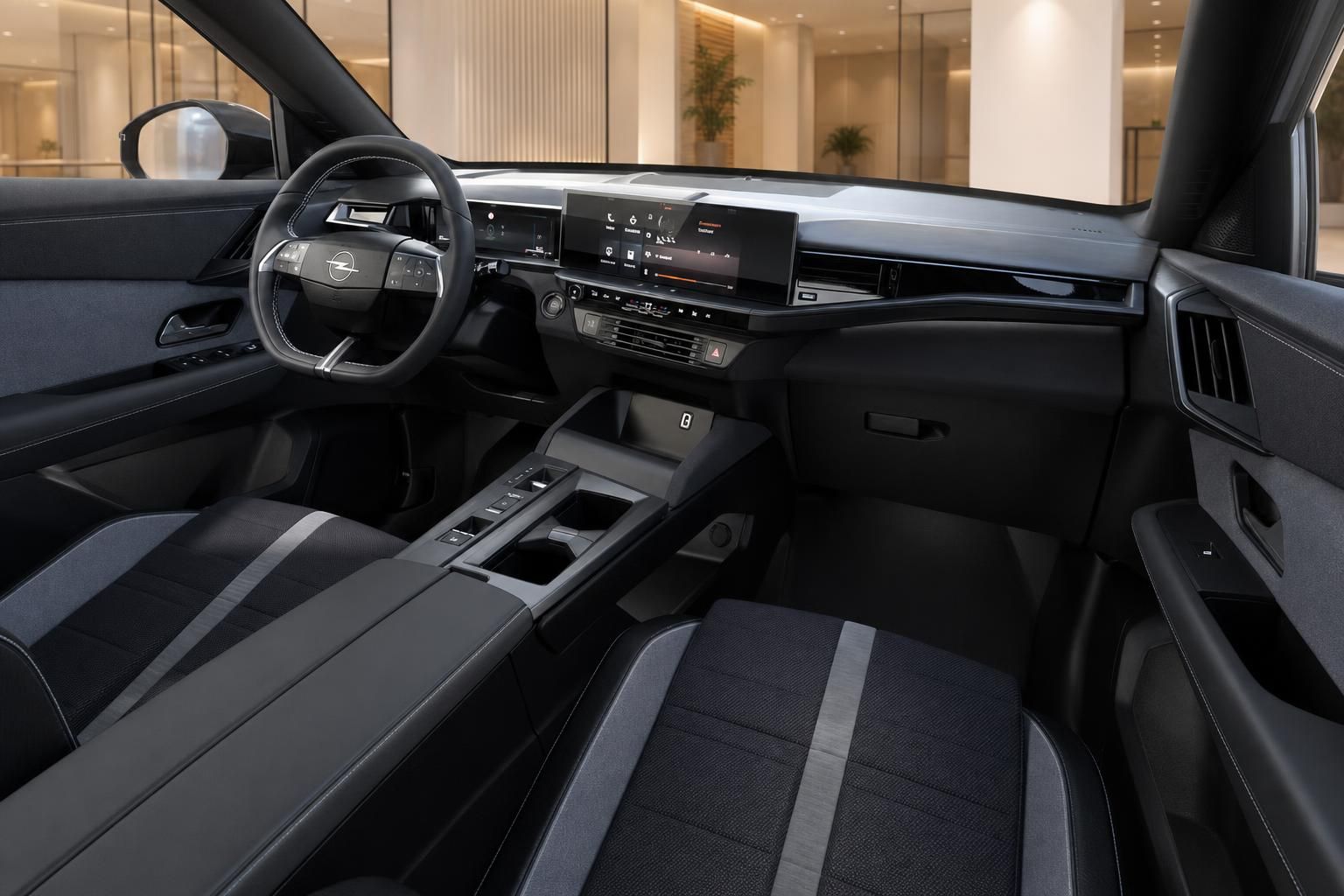 Cockpit und Armaturenbrett des Opel Grandland Hybrid mit Touchscreen