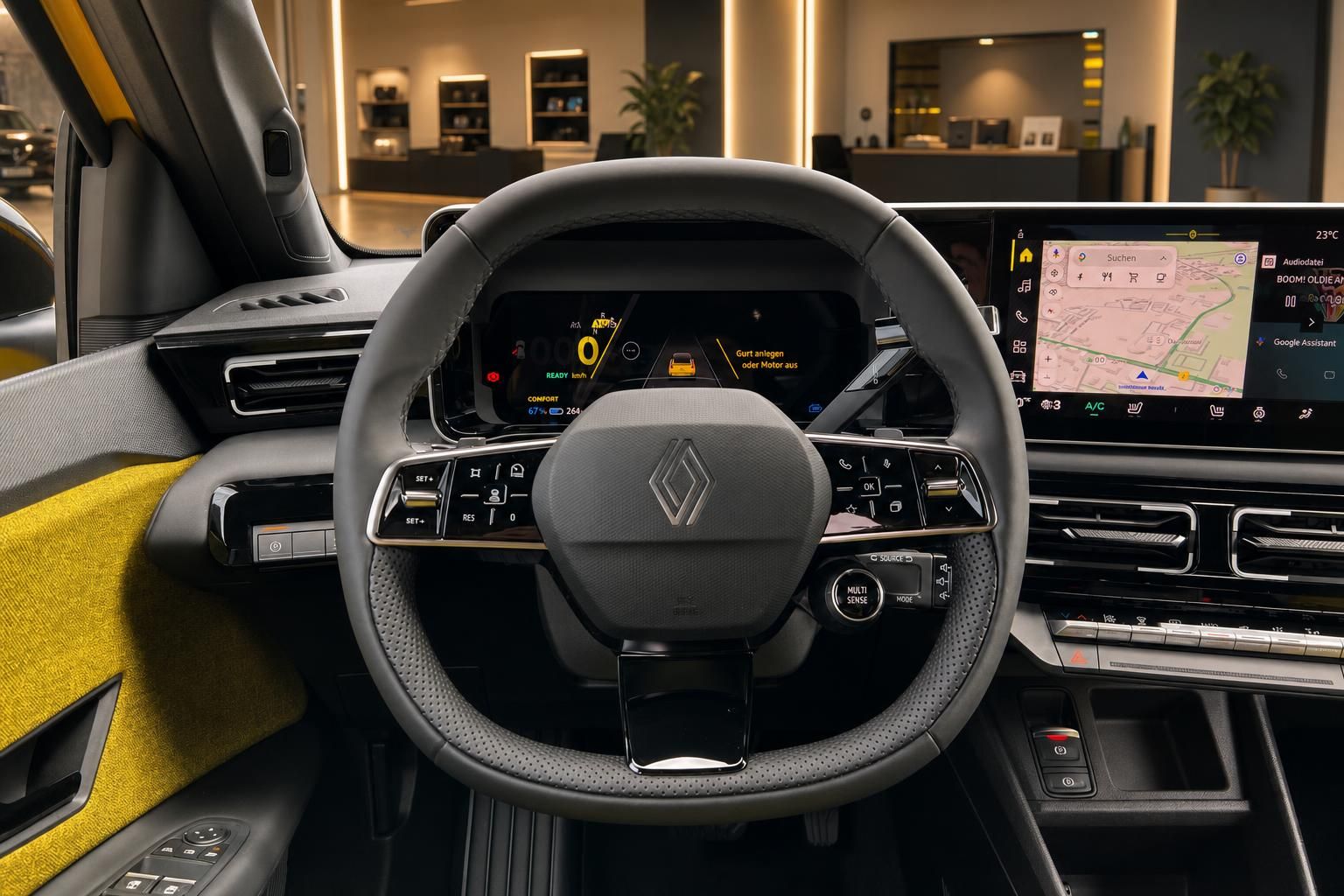 Renault 5 E-Tech Electric Lenkrad mit Digitalinstrumenten und Navigationssystem
