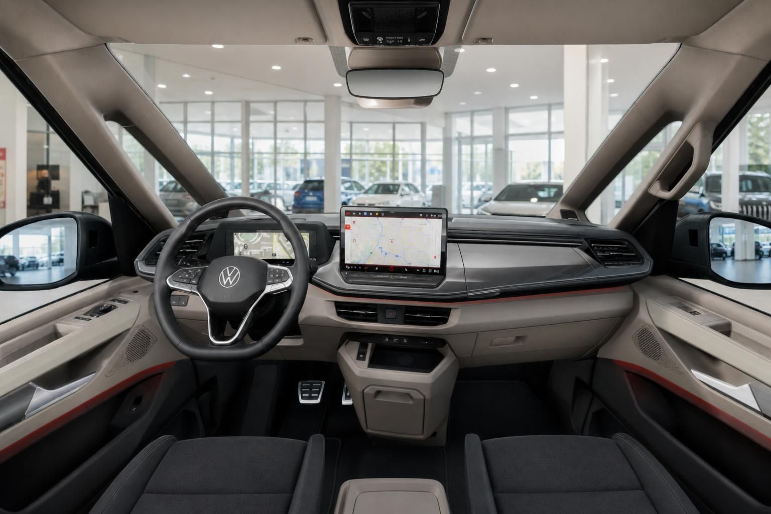 VW Multivan Innenraum mit Cockpit und Navigationssystem