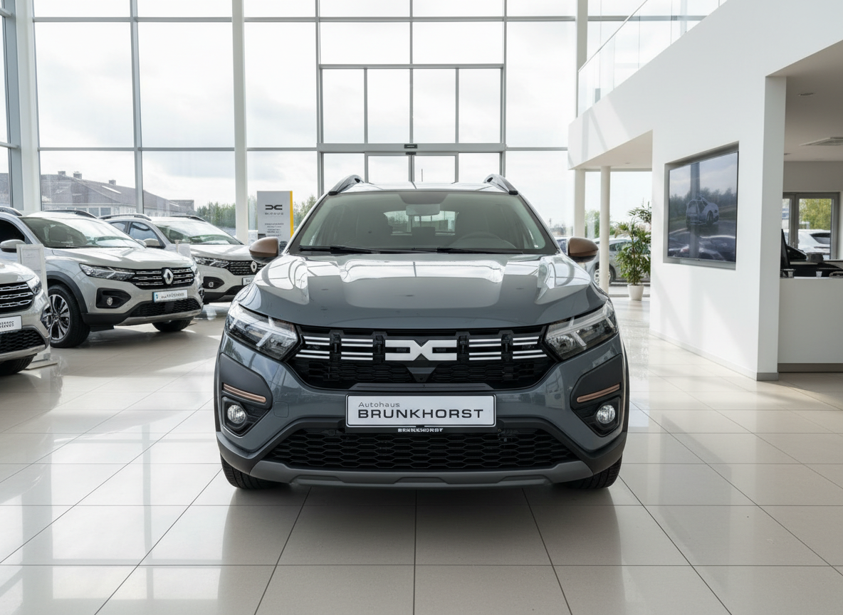 Dacia Jogger Frontansicht grau im Autohaus Brunkhorst Showroom