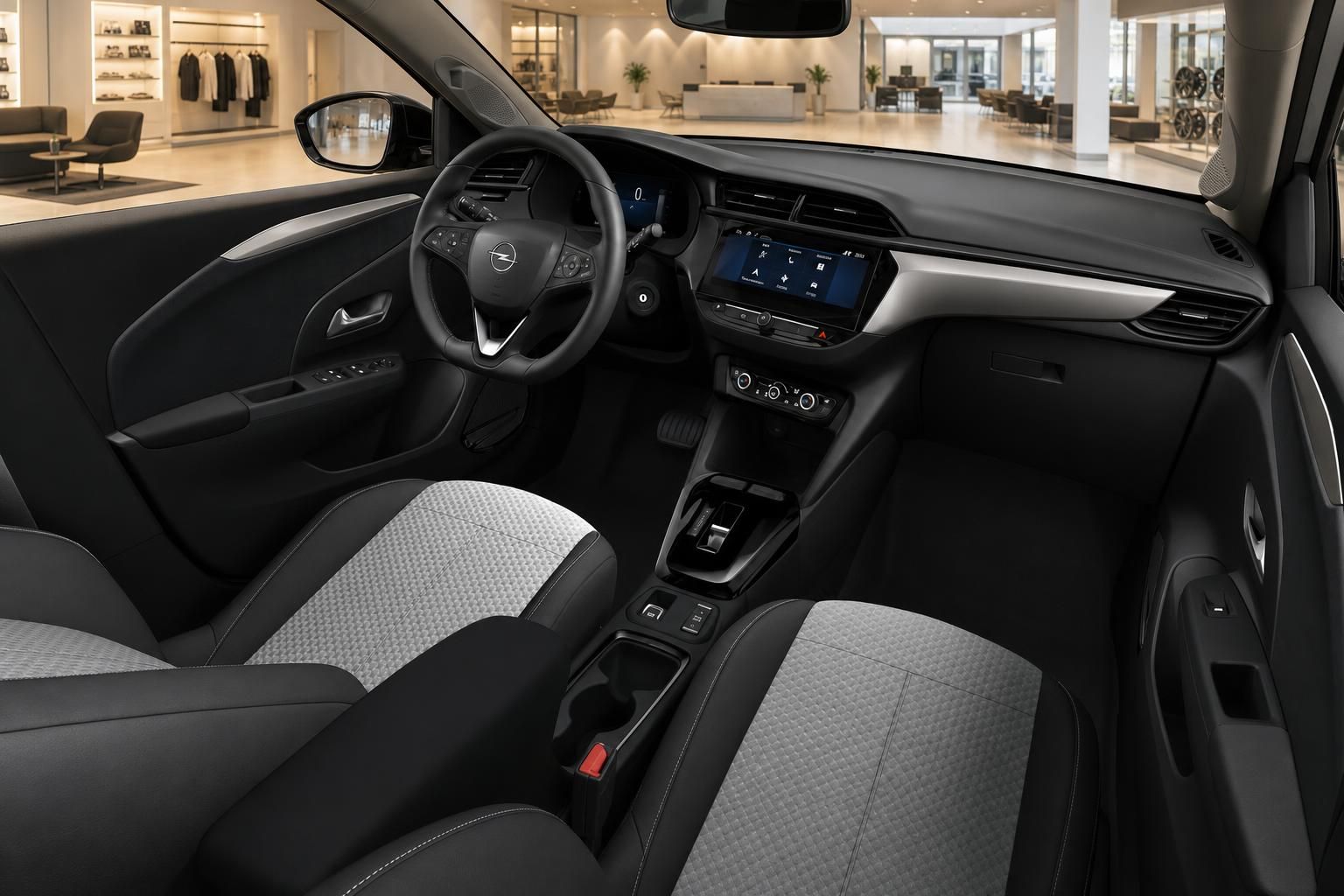 Opel Corsa Electric Innenraum, Cockpit und Lenkrad Detail