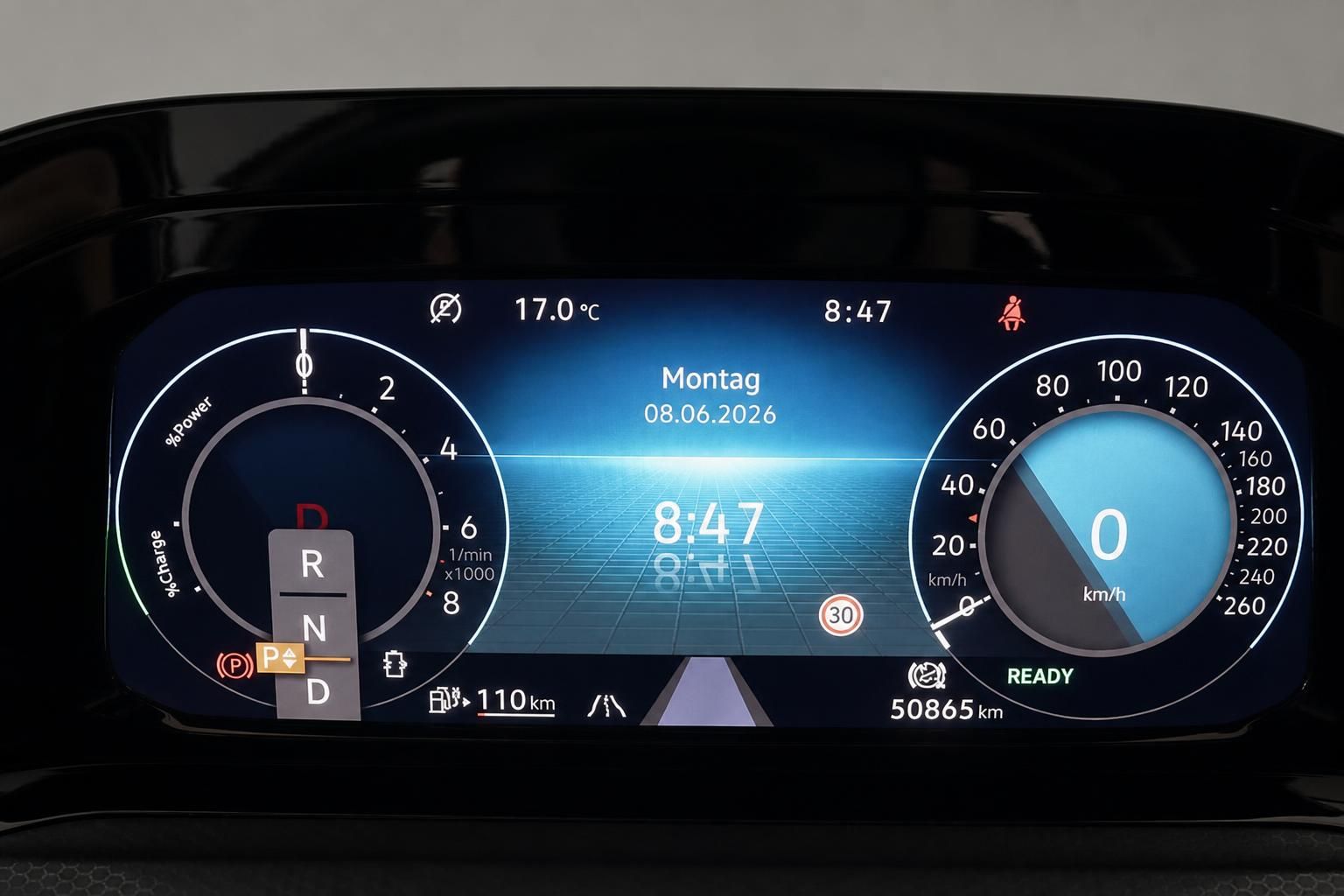 VW Golf GTE digitales Kombiinstrument mit Tacho und Ganganzeige