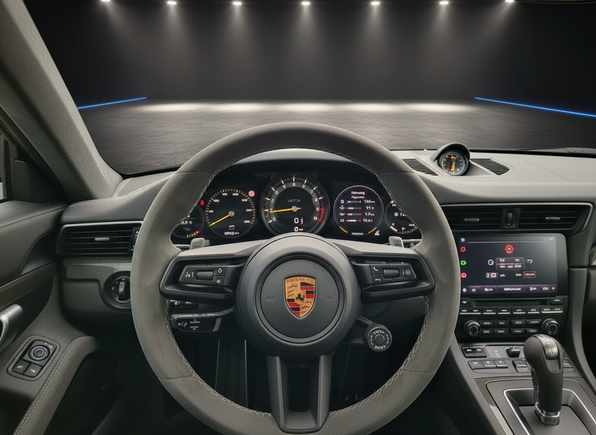 Porsche 911 GT3 Innenraum mit Alcantara-Lenkrad, Sportchrono und digitalem Cockpit