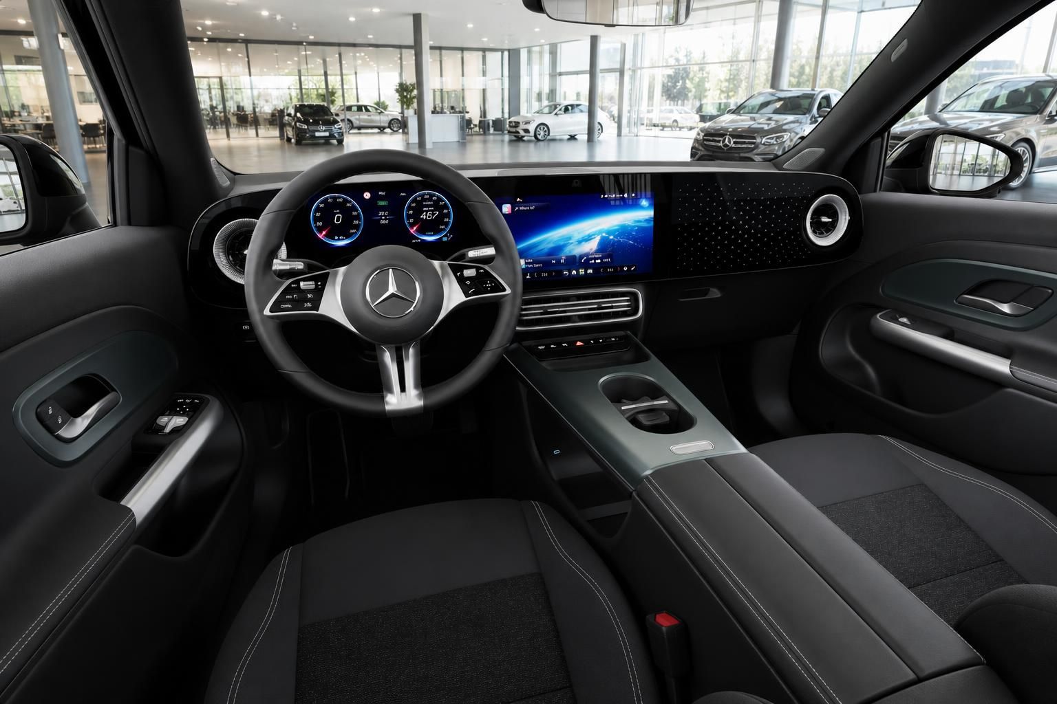 Mercedes-Benz Cockpit mit Lenkrad und digitalem Kombiinstrument