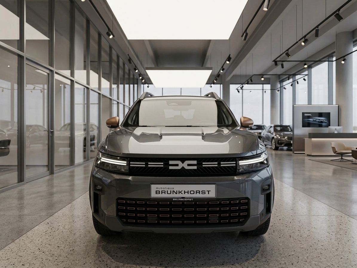 Dacia Fahrzeug grau Frontansicht im Autohaus Brunkhorst