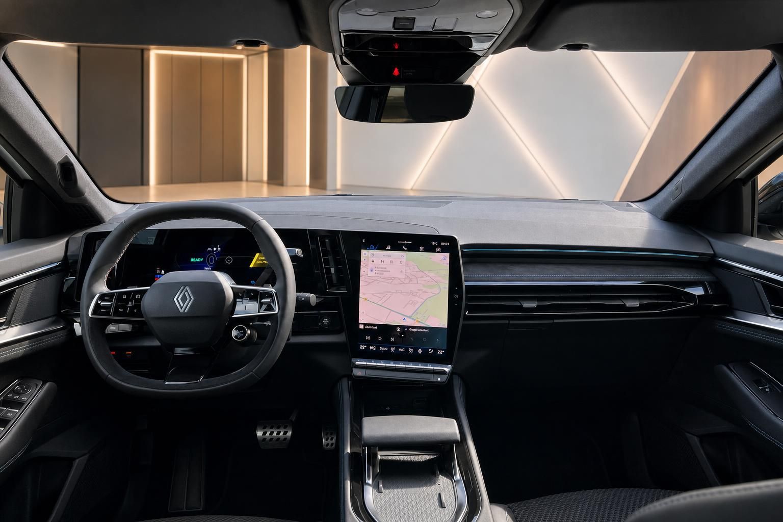 Renault Austral Cockpit mit Panoramadach, Touchscreen-Navigation und schwarzer Premium-Innenausstattung