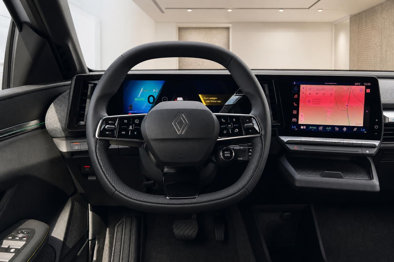 Renault Cockpit mit Lenkrad, Digitaltacho und Navigationsdisplay