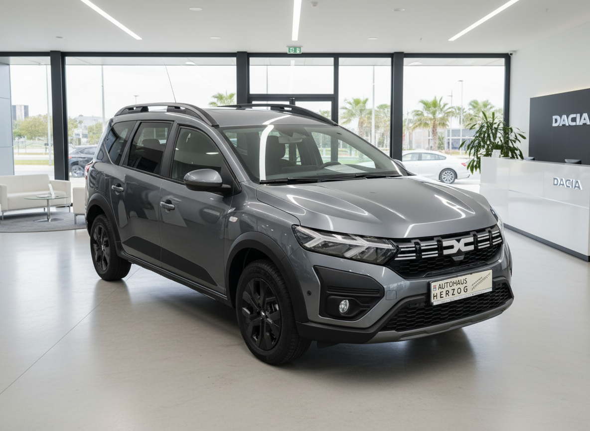Dacia Jogger in Grau im Autohaus Herzog Showroom – 7-Sitzer SUV Frontansicht