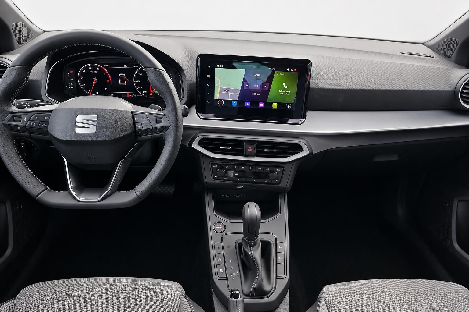 SEAT Arona Cockpit mit Lenkrad, digitalem Tacho und Touchscreen-Infotainment
