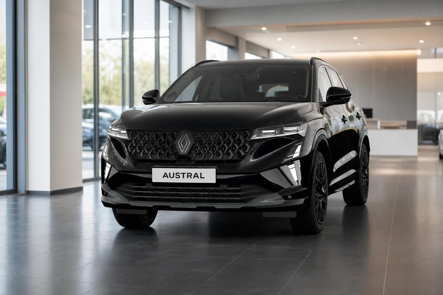 Renault Austral schwarz metallic, Frontperspektive im Showroom