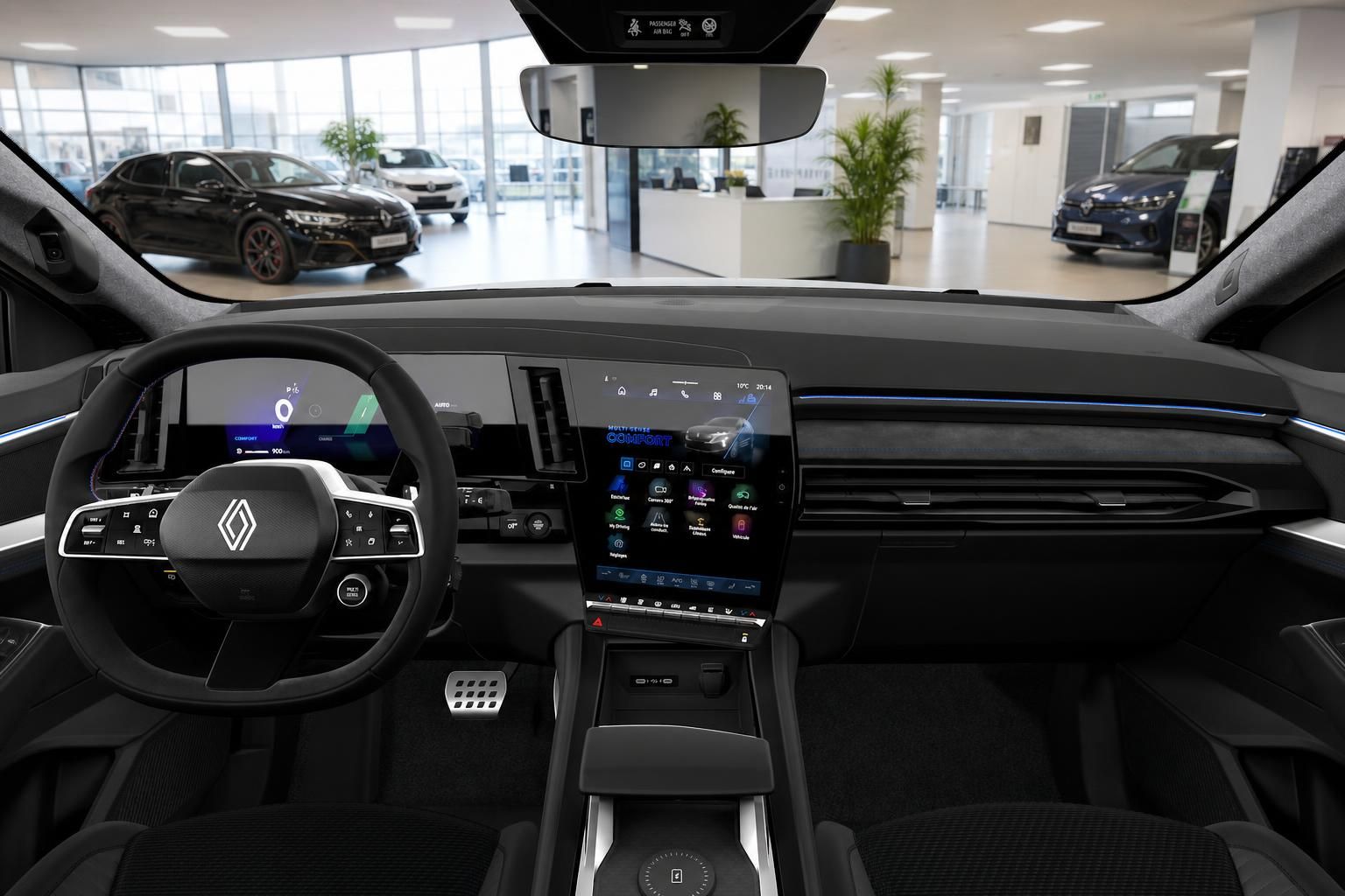 Renault Cockpit mit digitalem Display und Lenkrad im Innenraum