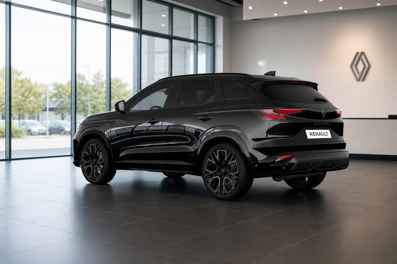 Renault Austral schwarz, Heckansicht im Autohaus