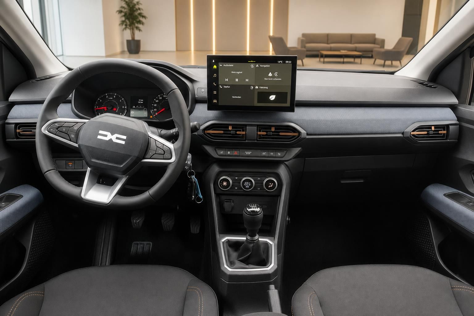 Dacia Sandero Cockpit mit Lenkrad und Touchscreen Infotainment