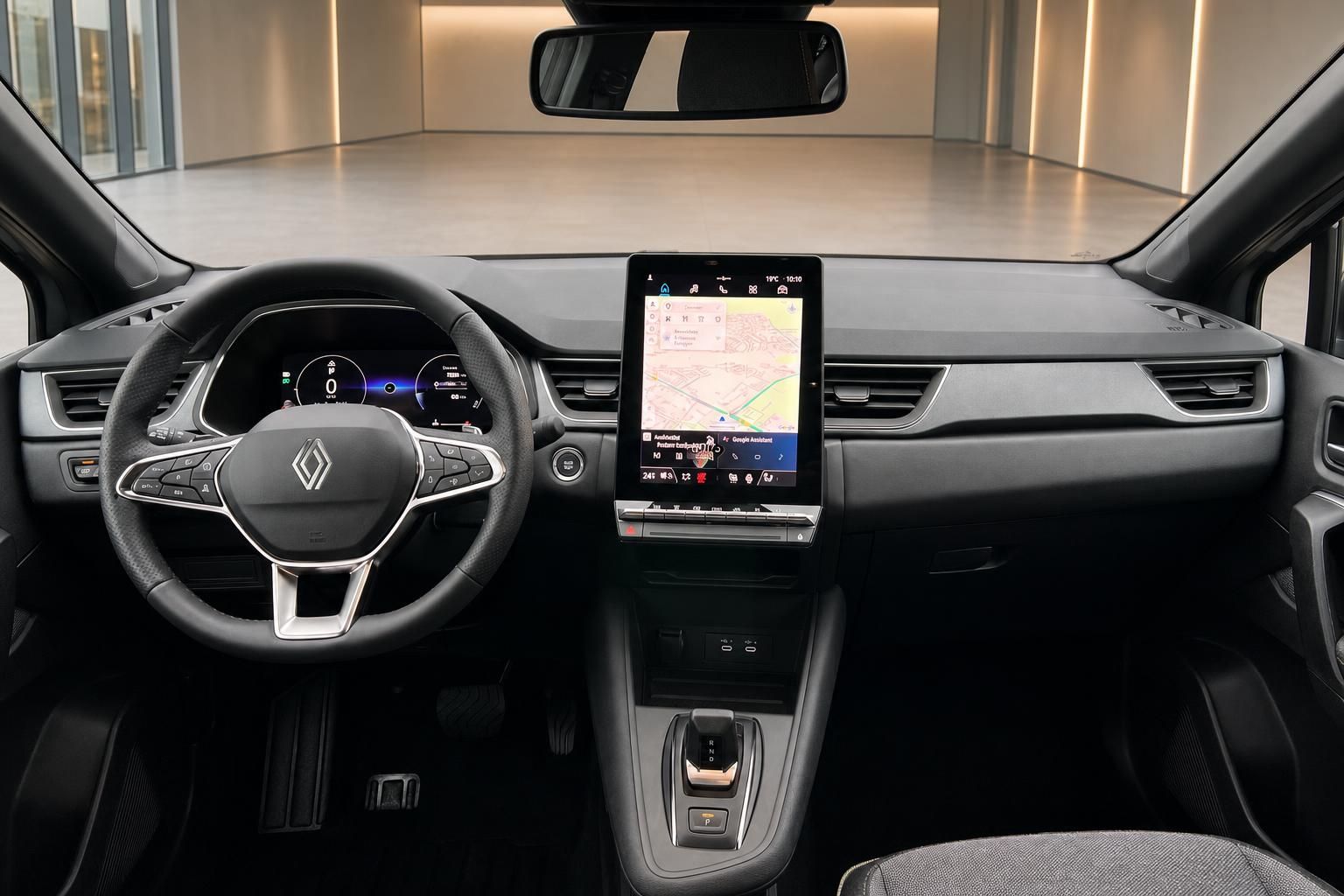 Renault Captur Cockpit mit digitalem Instrumentencluster, Touchscreen-Infotainment und schwarzem Interieur