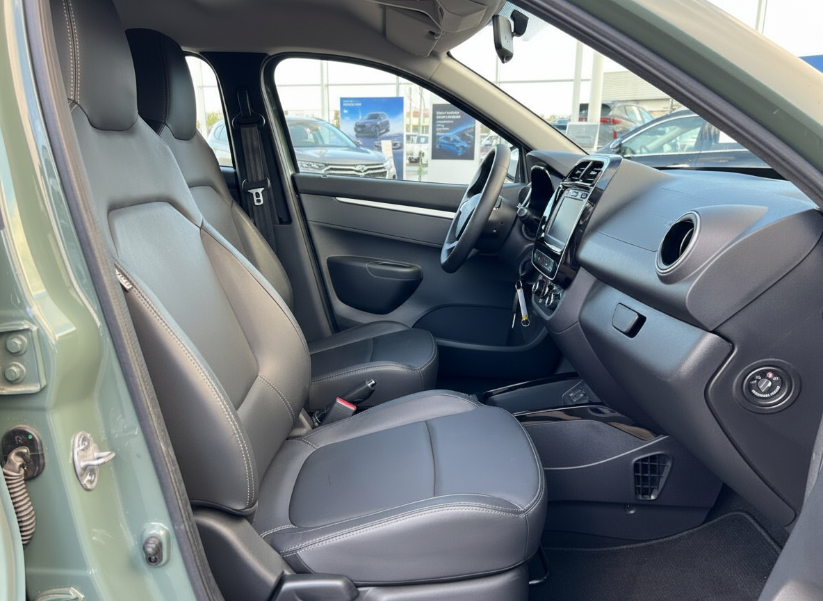 Renault Clio Innenraum Beifahrerseite mit Ledersitzen und Infotainmentsystem