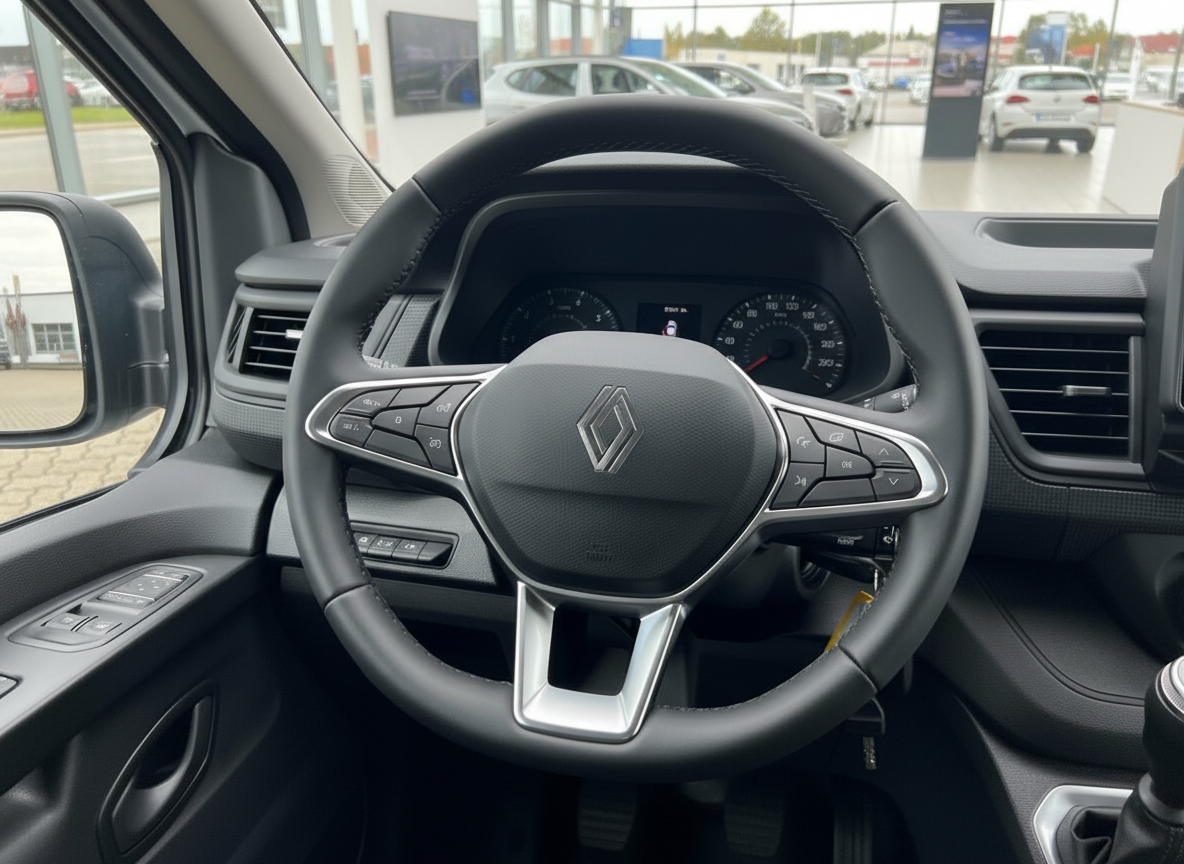 Renault Innenraum Lenkrad mit Logo, Armaturenbrett und Instrumentencluster