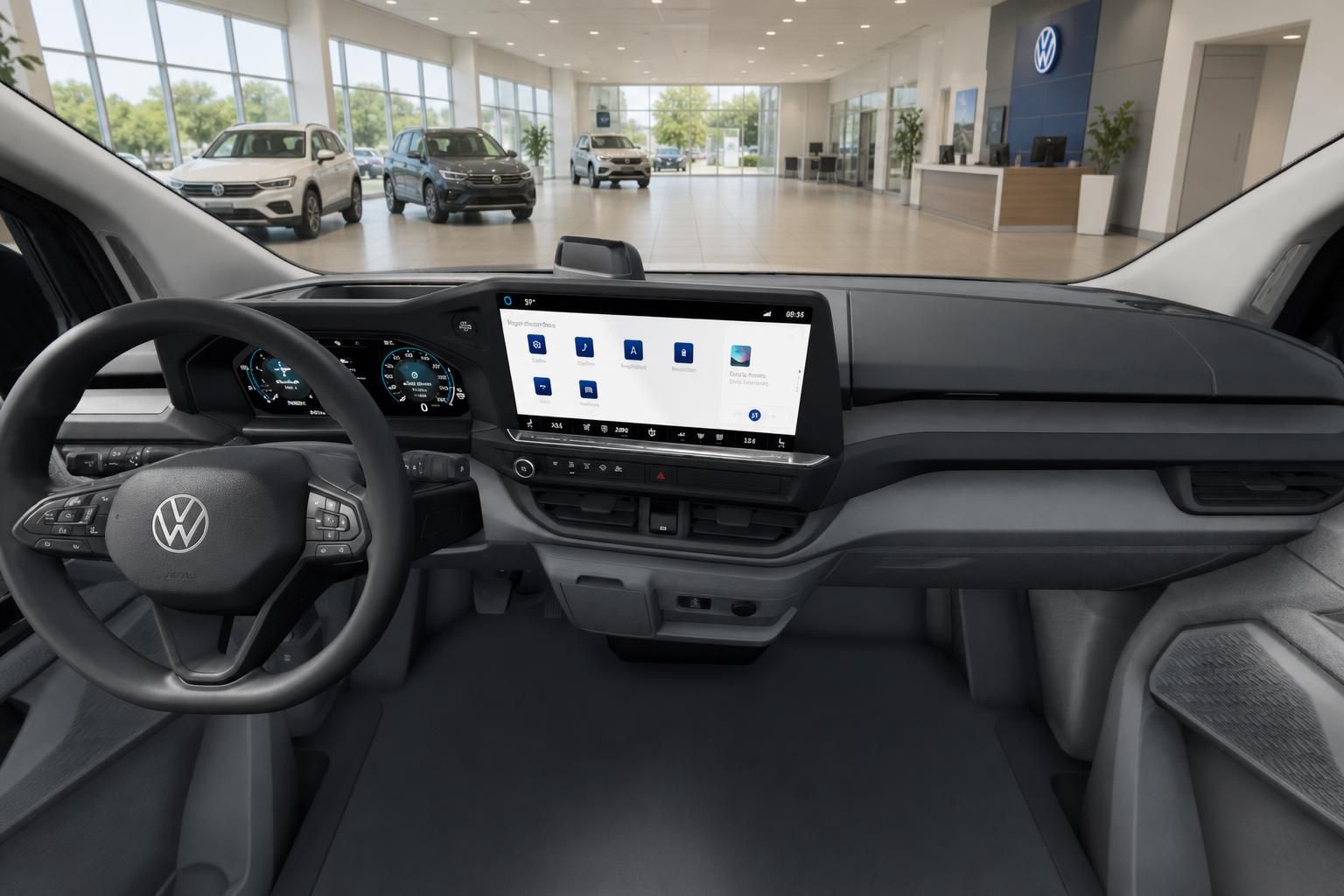 VW Transporter Cockpit und Innenraum mit Multifunktionslenkrad