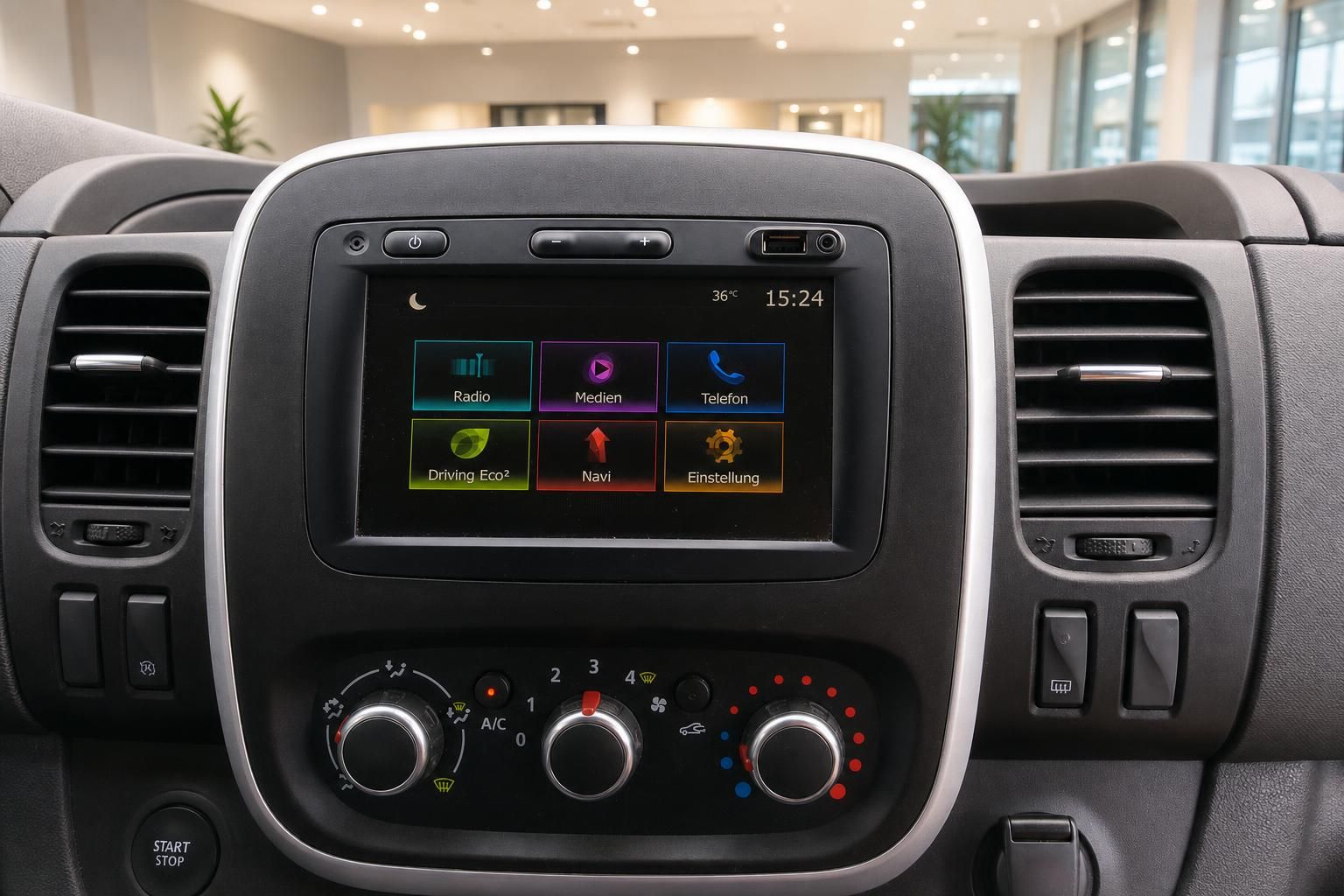 Multimedia Display und Klimabedienung im Renault Cockpit