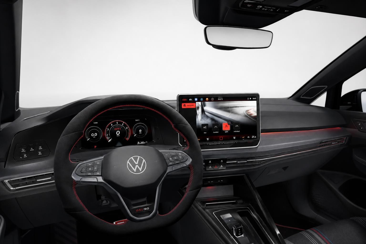 VW Golf GTI Cockpit Lenkrad und Digitalanzeige im Innenraum