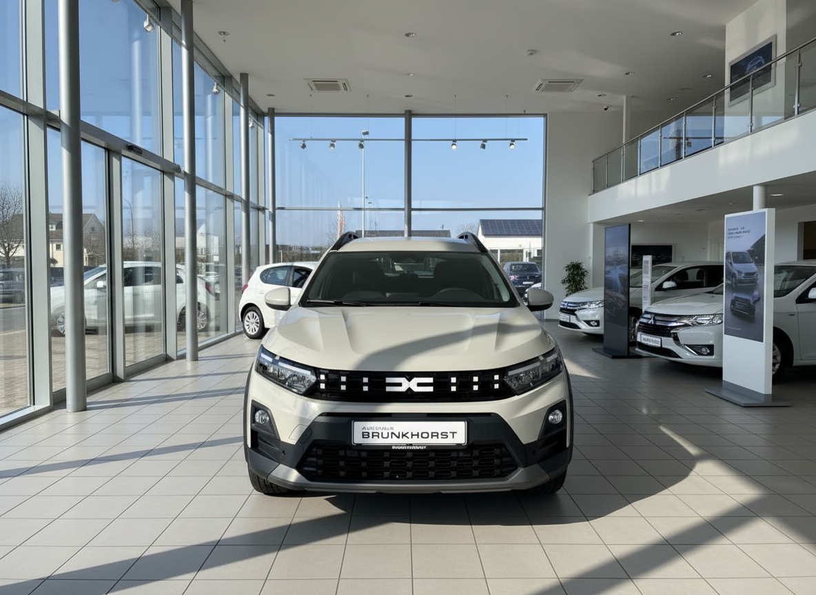 Dacia Sandero Stepway in Weiß – Frontansicht im Autohaus Brunkhorst Showroom