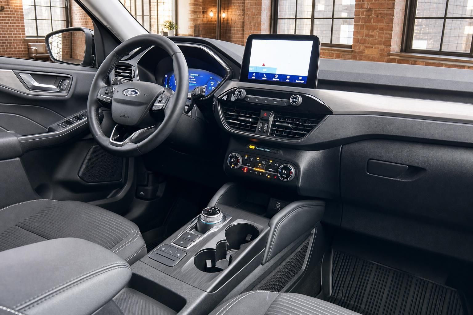 Ford Cockpit mit Touchscreen und Mittelkonsole im Detail